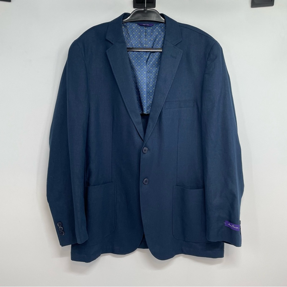 NWT Alan Flusser Alex1 Sport Coat Blazer Men’s L Navy Linen Blend Unstructured - Picture 1 of 9